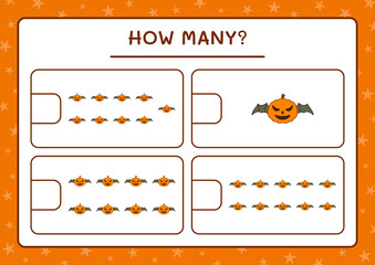 How many Pumpkin, game for children. Vector illustration, printable worksheet