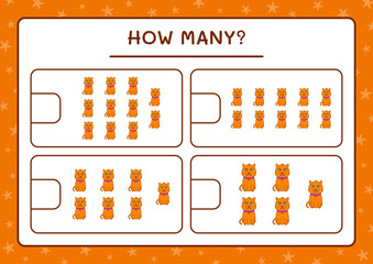 How many Cat, game for children. Vector illustration, printable worksheet