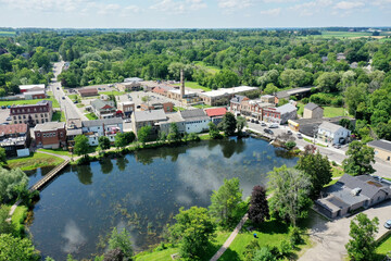 Fototapeta na wymiar Aerial of the town of Ayr, Ontario, Canada