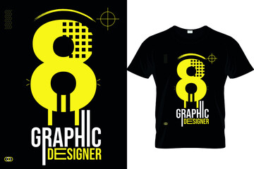 Typography graphic designer yellow and white shape t-shirt design print ready.eps