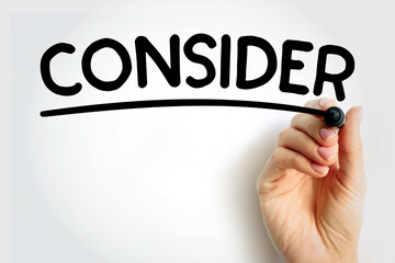 CONSIDER underlined text with marker, concept background