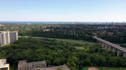 Thornhill 404 401 bridge trees and surrounding buildings  drone views 