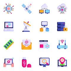 Collection of Information Technology Flat Icons 