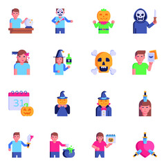 Set of Halloween in Flat Icons