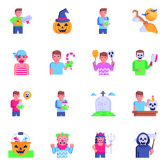 Halloween and Magic Tools Flat Icons