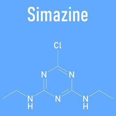 Fototapeta premium Simazine herbicide molecule. Skeletal formula.