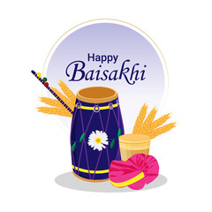Flat design of happy vaisakhi sikh festival background with creative illustration on white background