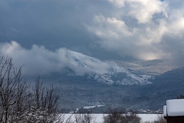 Beautiful winter snow landscape background