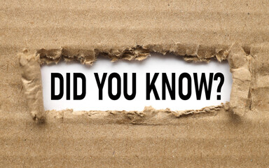 Did you know. Paper tear background with blank copy space.