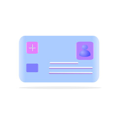 Healthcare smart card icon. Digital health and medical consultation, medical information smart card, healthcare organization card concept. 3d vector illustration.