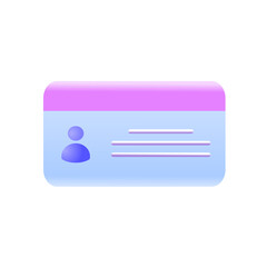 Driver license, id card, plastic card, badge icon. 3d vector illustration.