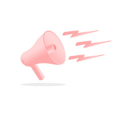 realistic 3d megaphone, loudspeaker with lightning. Vector illustration