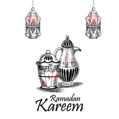 Hand draw elements of ramadan mubarak