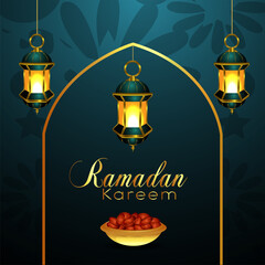 Ramadan kareem vector illustration and background of muslim islamic festival