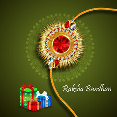 Happy raksha bandhan celebration greeting card with gift