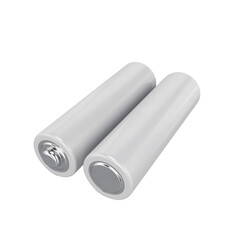 Two empty batteries on a white background, 3d render