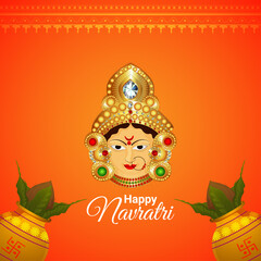 Naklejka na ściany i meble Shubh navratri indian festival celebration greeting card with Goddess durga illustration