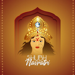 Happy navratri vector illustration of Goddess durga