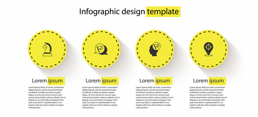 Set Chess, Flag, Hand holding flag and Target. Business infographic template. Vector