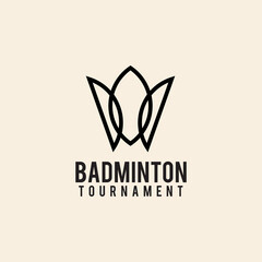 Badminton tournament logo design with shuttlecock icon