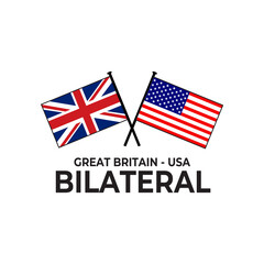 Great Britain USA bilateral relation country flag icon logo design