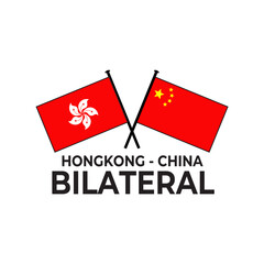 Hongkong China bilateral relation country flag icon logo design