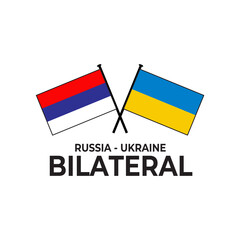 Russia Ukraine bilateral relation country flag icon logo design