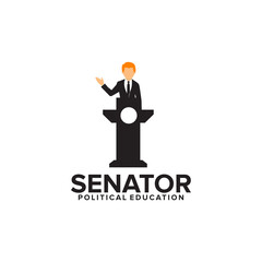 Senator, director of a company, president or leader speaking on the rostrum