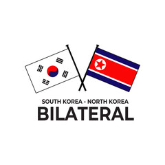 South Korea North Korea bilateral relation country flag icon logo design