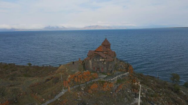Ayrivank Monastery by Sevan Lake in Armenia, Aerial View