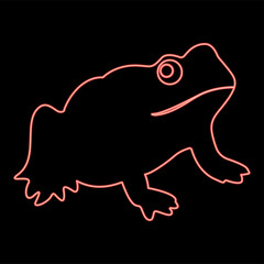 Neon frog red color vector illustration flat style image