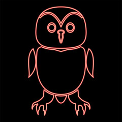 Neon owl red color vector illustration flat style image