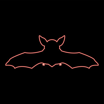 Neon night bat red color vector illustration flat style image