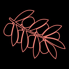 Neon olive branch red color vector illustration flat style image