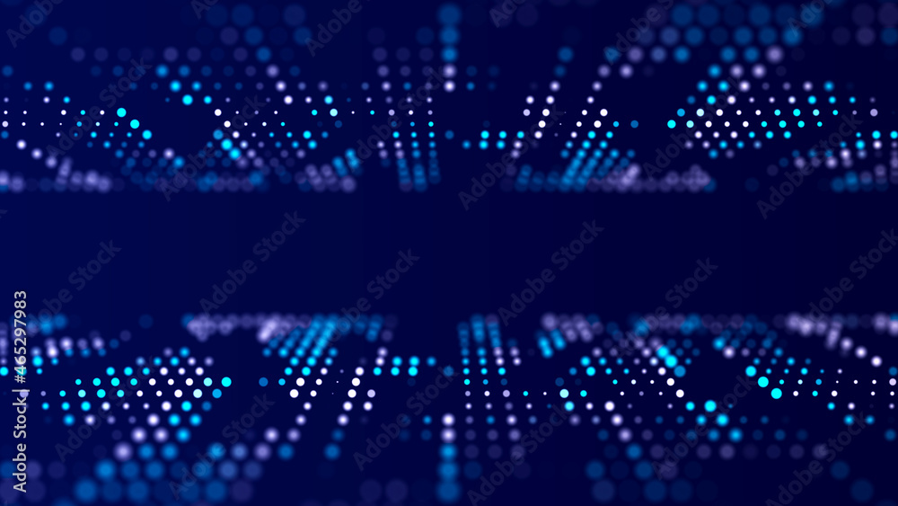  digital background with movement of glowing particles. complex technologies of big data. 3d renderin