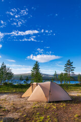Wild camping by a lake
