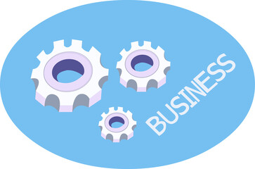 Setting icon isometric vector Tools, Gear Sign Isolated on Blue flat background. Trendy Flat style for graphic design, logo, Web site, social media, UI, mobile app.