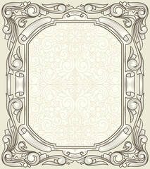 Decorative monochrome ornate retro floral blank card
