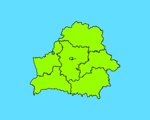 Obraz premium Modern Green High Detailed Border Map Of Belarus, Isolated on Blue Background Vector Illustration