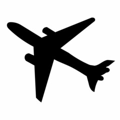 black silhouette airplane, vector  isolated