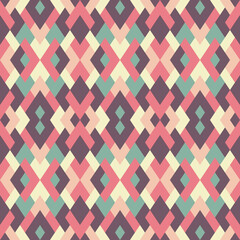 Mosaic seamless texture. Abstract pattern. Vector geometric background of triangles in yellow, red, green colors