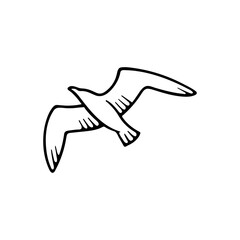 Albatross abstract symbol. Hand drawn flying albatross vector illustration.