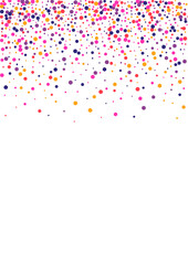 Yellow Decoration Dot Illustration. Confetti Geometric Texture. Pink Circle Year. Round Multicolor Decor Wallpaper. Anniversary Background.