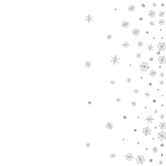 Grey Flake Background White Vector. Dot Snowflake Card. Luminous Confetti Flake. Metal Isolated Illustration.