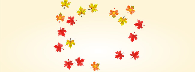 Orange Plant Background Beige Vector. Leaf Realistic Texture. Red Celebrate Foliage. Flying Leaves Design.