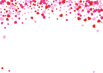 Fototapeta na wymiar Pink Heart Background White Vector. Anniversary Pattern Confetti. Fond Color Illustration. Violet Confetti Mother Backdrop. Tender Happy Frame.