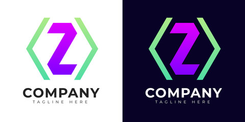 Modern gradient style initial letter z logo design template