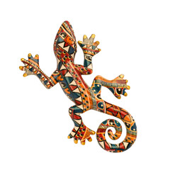 The souvenir figurine from Cyprus - colorful lizard. Isolated on white background.