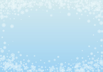 White Snowflake Background Vector Blue. Confetti Drawn Illustration. Grey Snow Garland Texture. Light Flake Card.