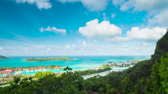 Time lapse video with panoramic view on Seychelles Eden island from above